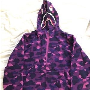 Bape Purple Zip Up Hoodie (Size Large)